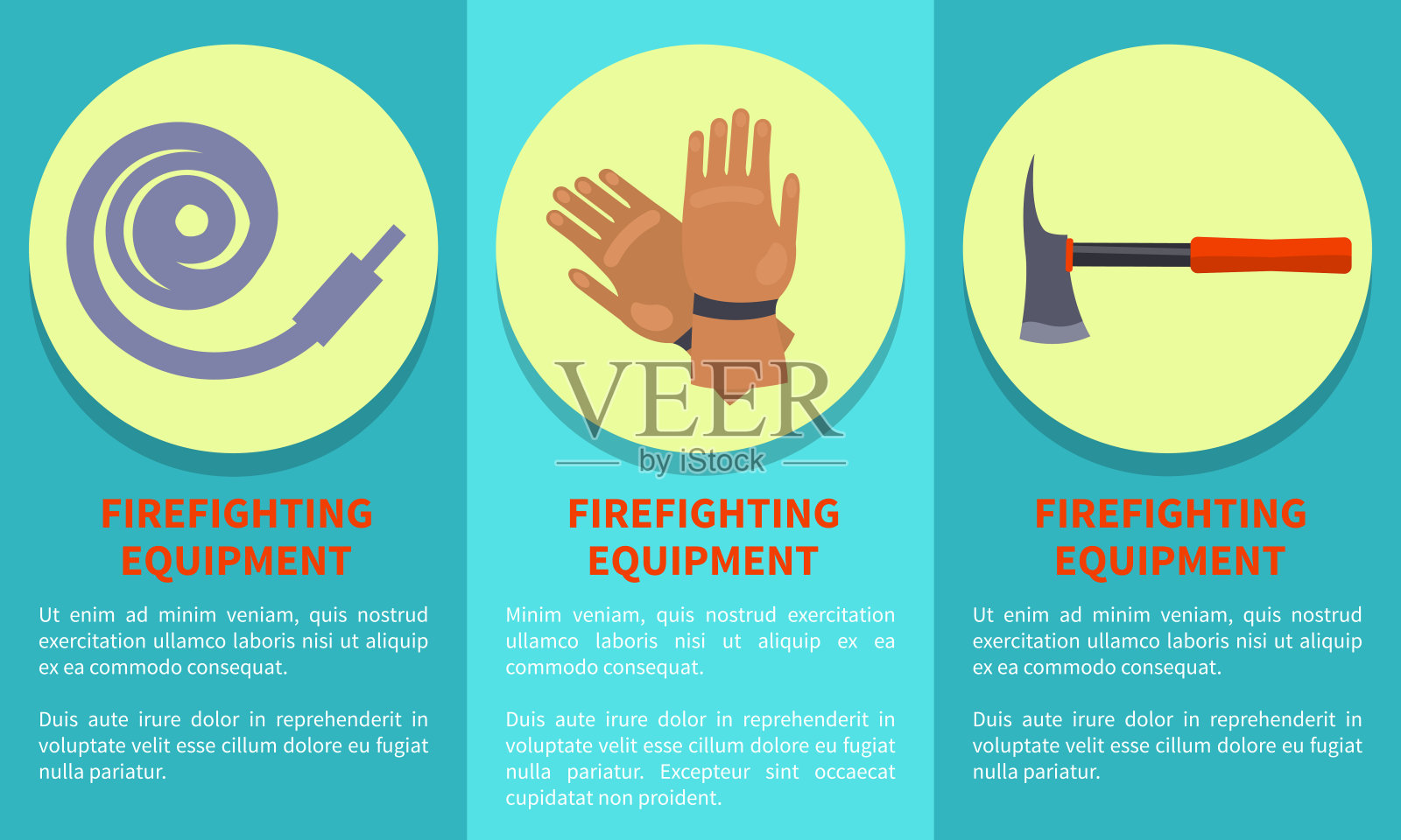 消防设备设置与图标和文本插画图片素材