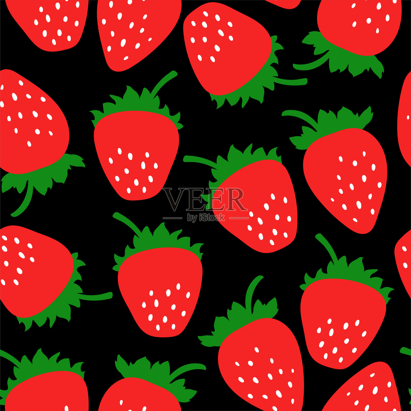 草莓无缝图案。服装服装设计。手绘涂鸦新鲜浆果。矢量草图背景。连衣裙或裙子的食物印花插画图片素材