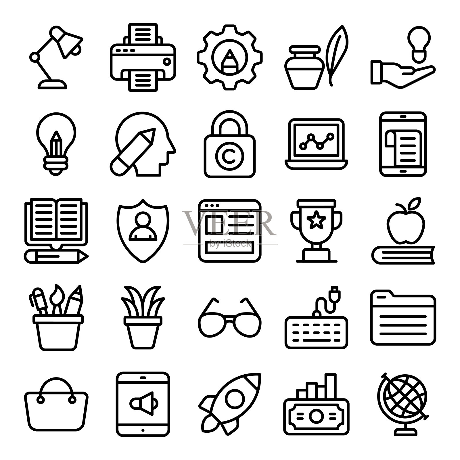 在线期刊和视频博客线图标图标素材