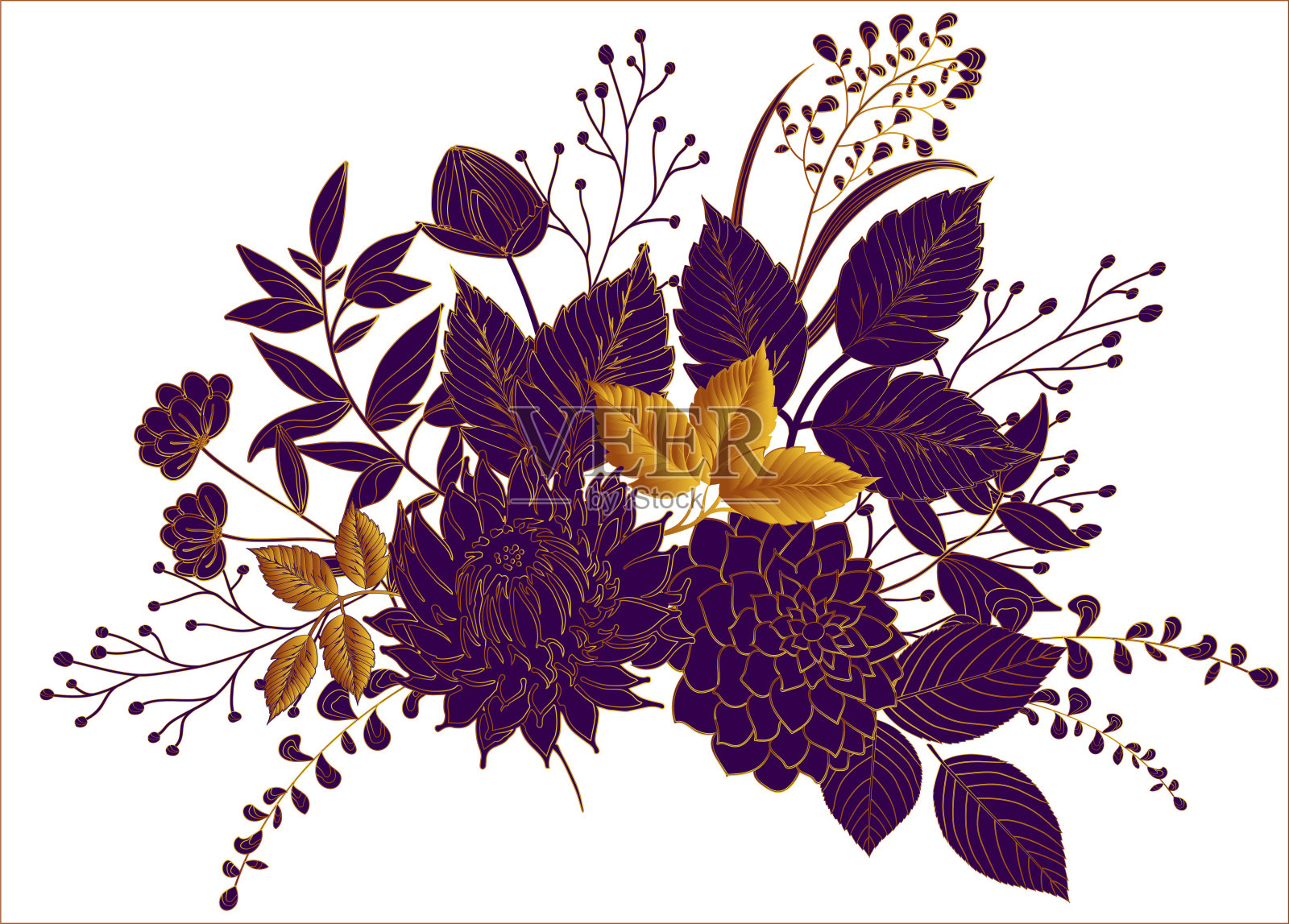 紫色花束插画图片素材