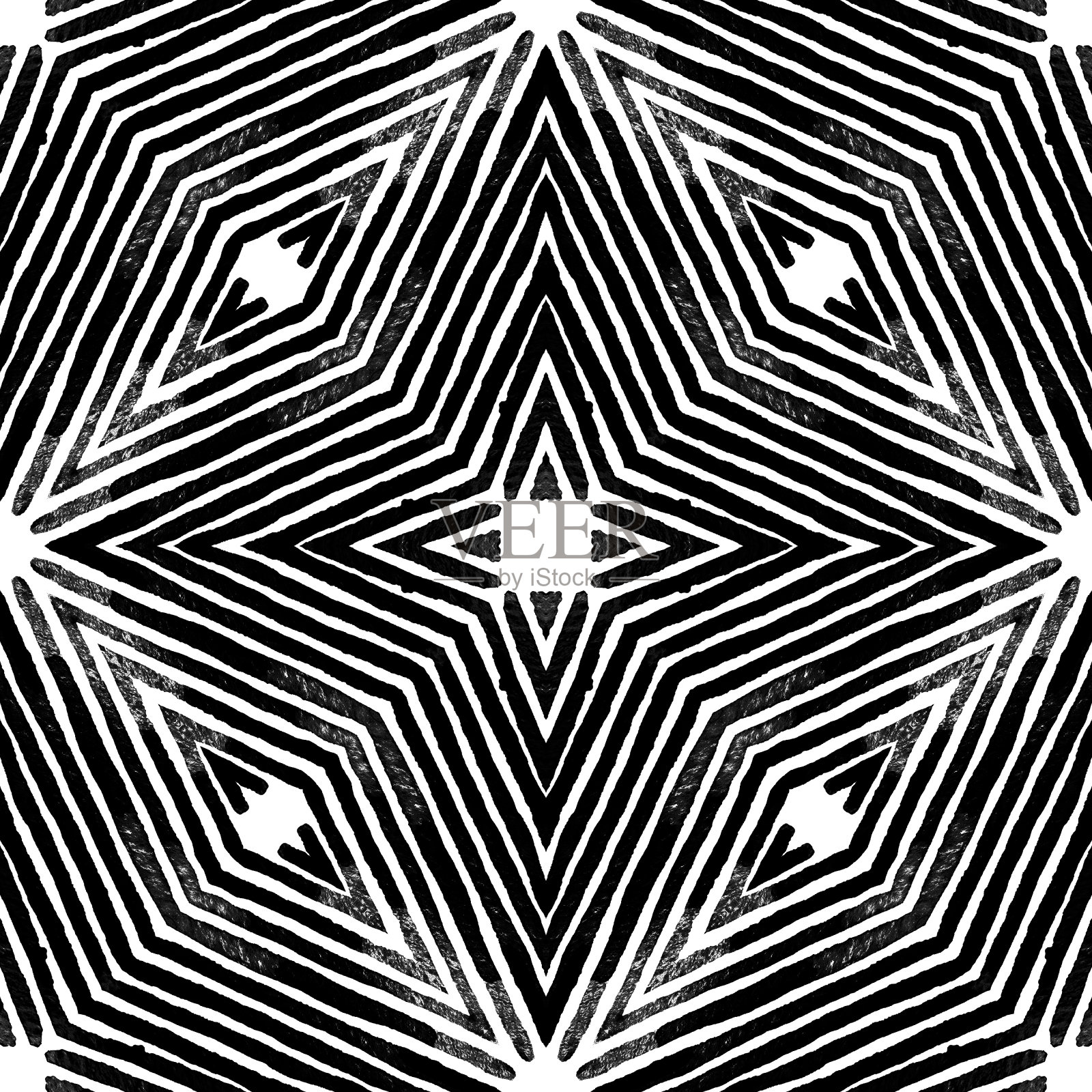 黑色和白色几何水彩。Dazzlin插画图片素材