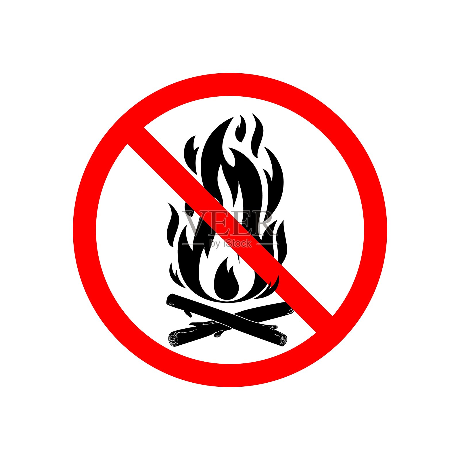 没有火标志矢量平面卡通图标上的白色背景。图标素材