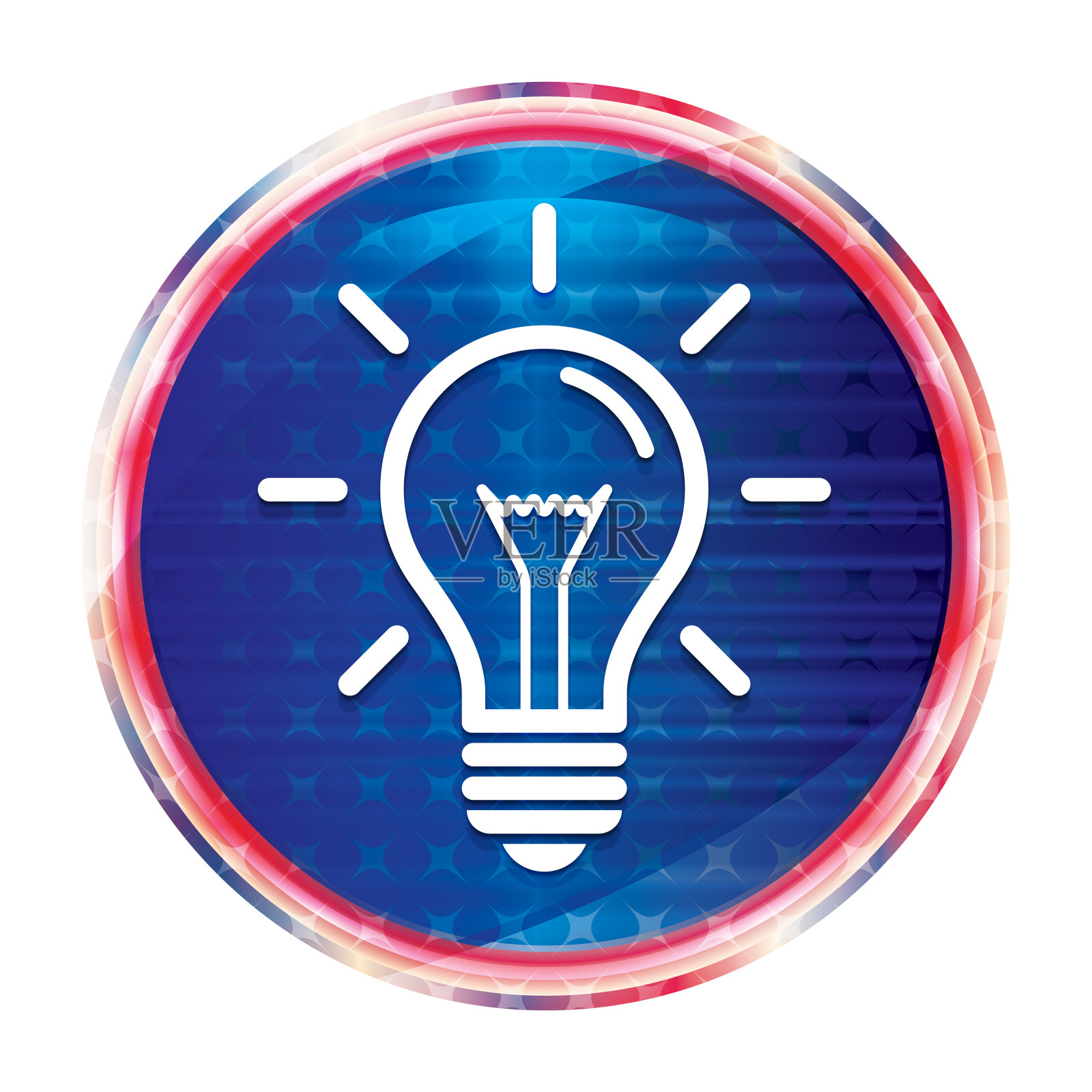 灯泡图标花式蓝色圆形按钮照片摄影图片