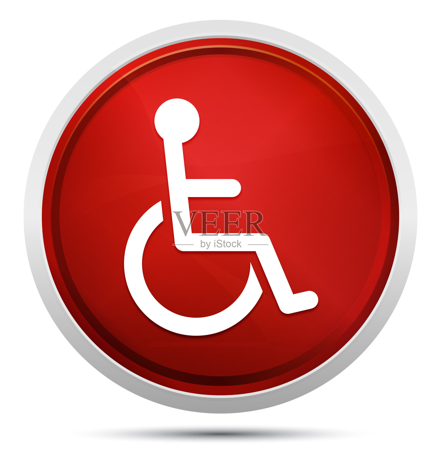 轮椅残疾人图标推广红色圆形按钮照片摄影图片