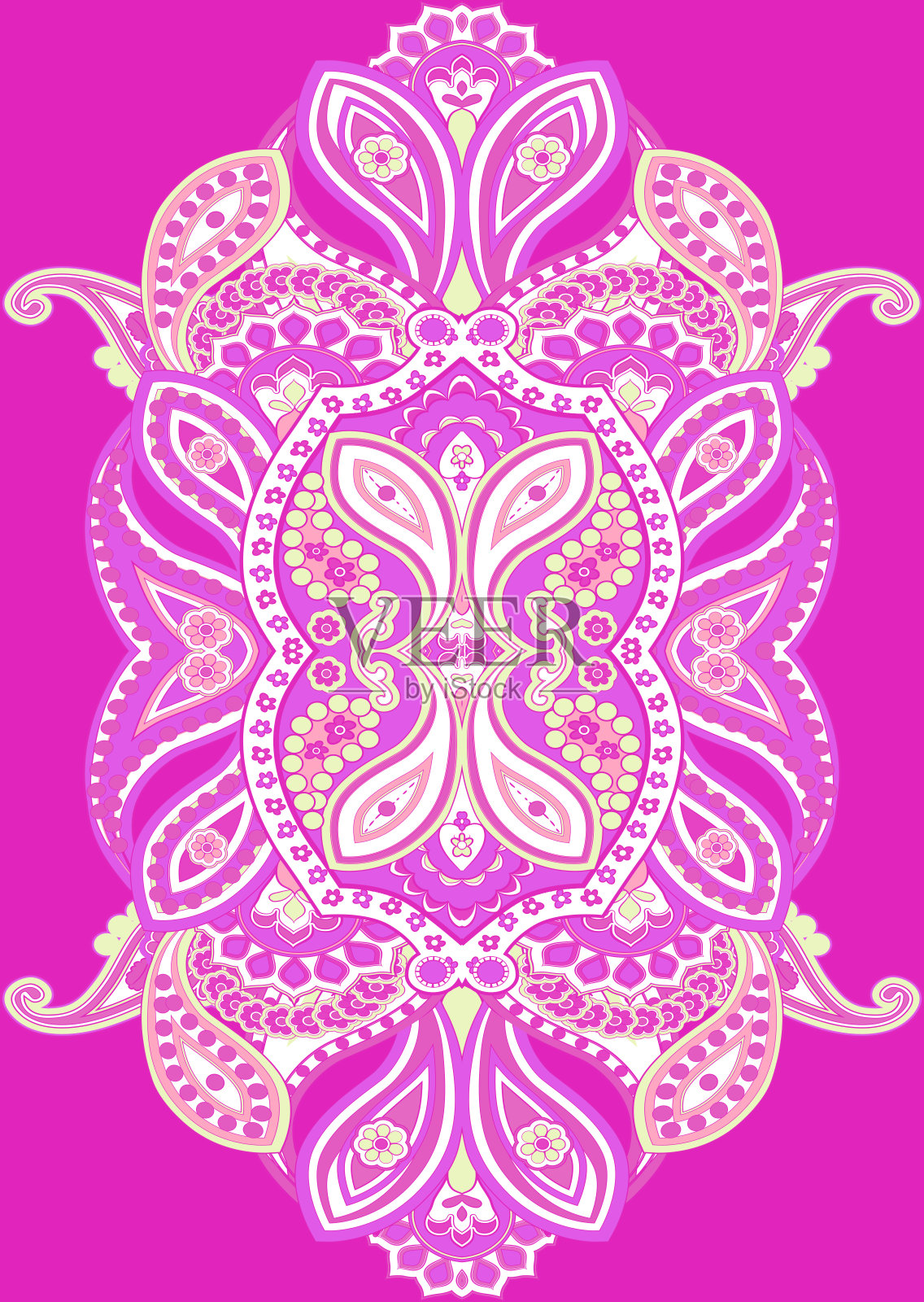 佩斯利彩色装饰。孤立的插图照片摄影图片