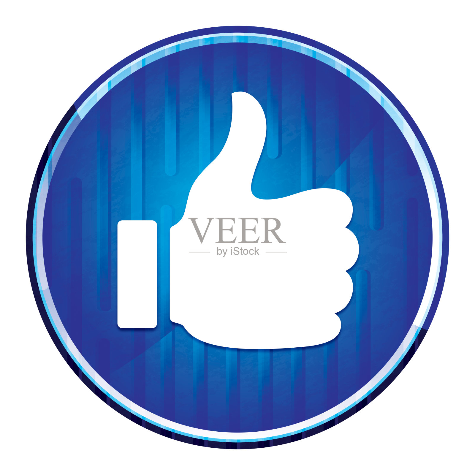 大拇指像图标现代霓虹蓝色圆形按钮照片摄影图片