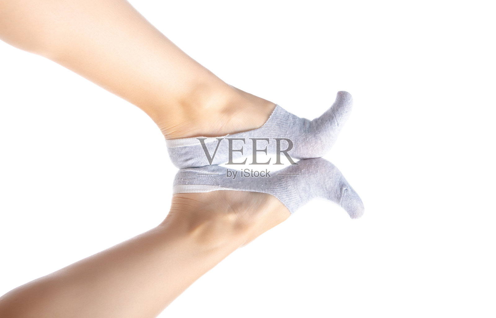 女性脚在灰色没有显示袜照片摄影图片