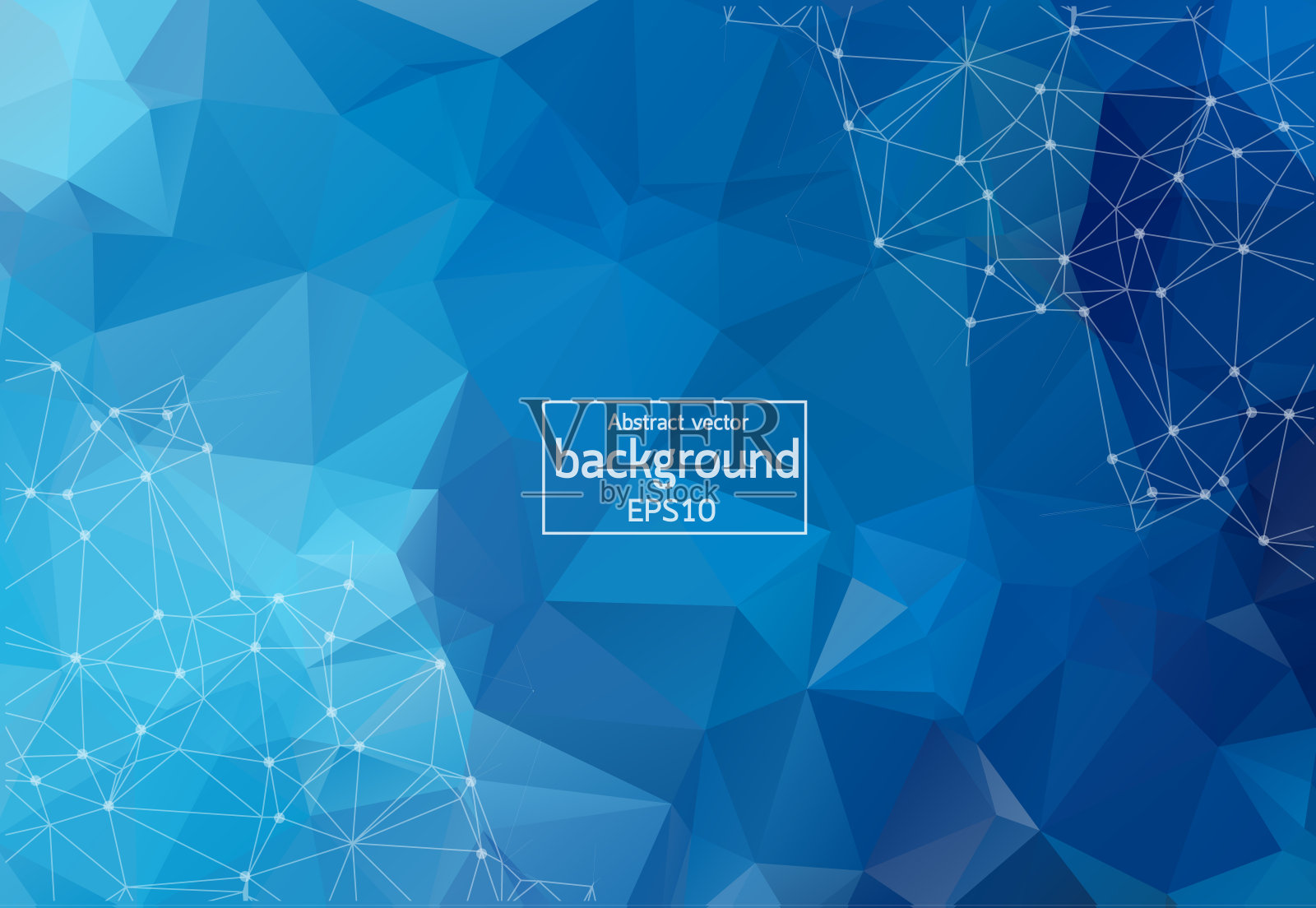 几何深蓝色多边形背景分子和通信。用点连接线。极简主义的背景。科学、化学、生物、医学、技术的概念。插画图片素材