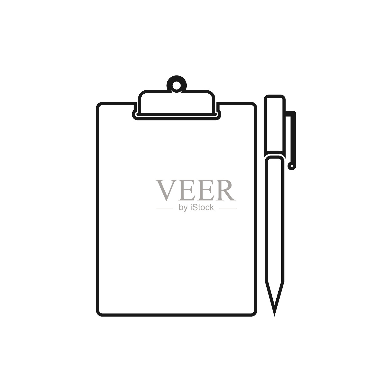 钢笔和剪贴板图标。线型矢量EPS。插画图片素材