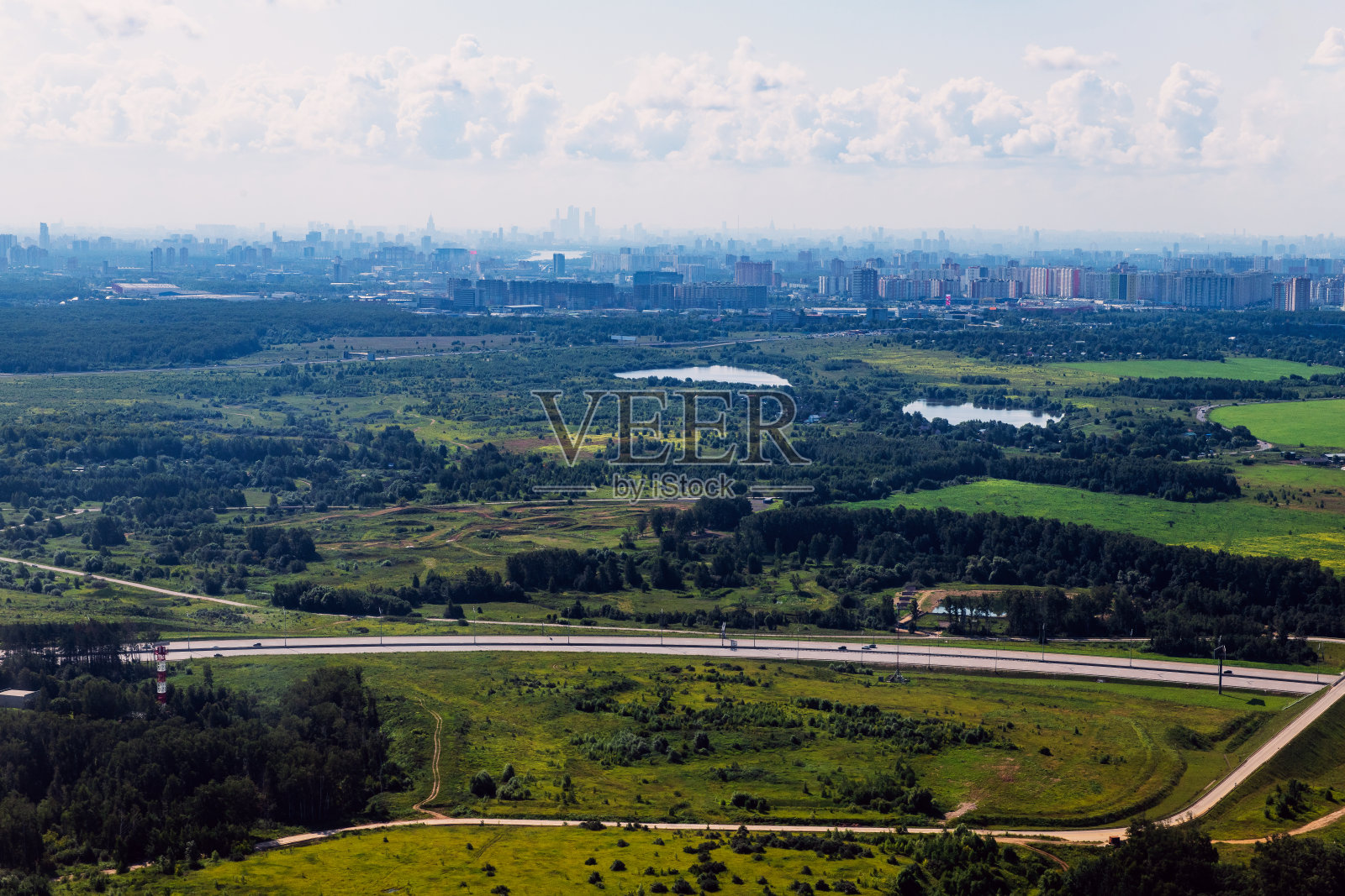俄罗斯莫斯科地区鸟瞰图，照片摄影图片