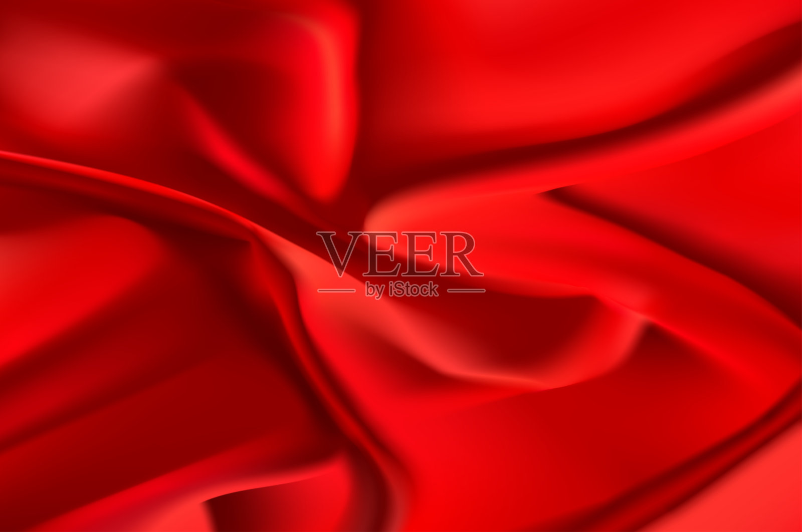 波浪形红缎，丝绸面料。矢量插图。插画图片素材