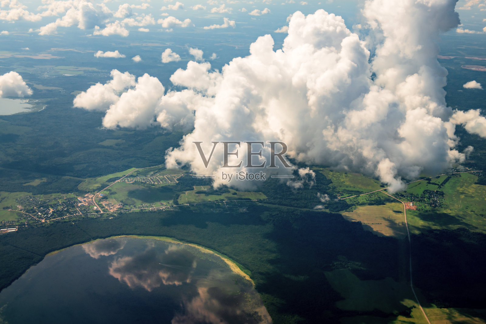 俄罗斯莫斯科地区鸟瞰图，照片摄影图片