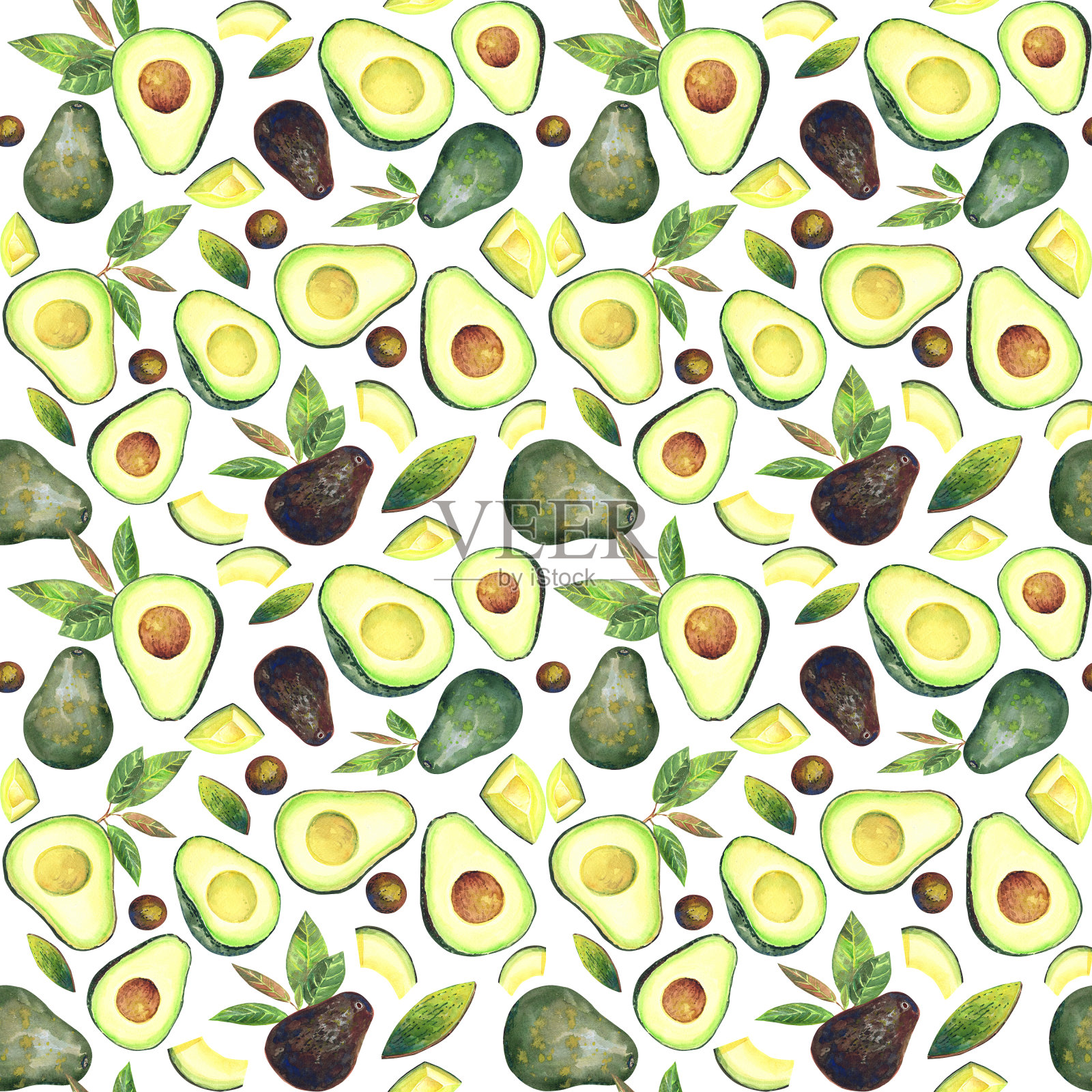 鳄梨模式插画图片素材