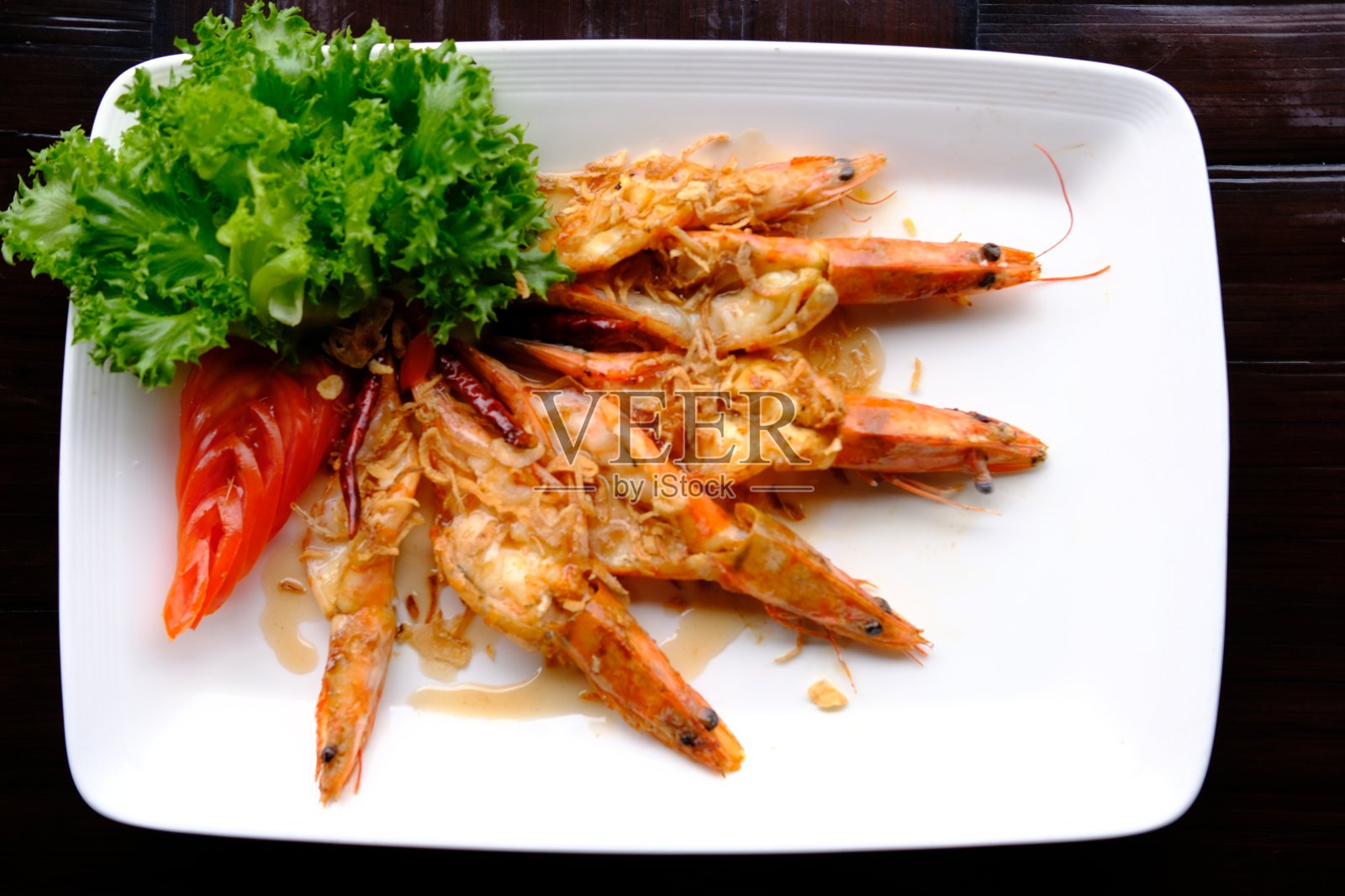 茄汁烤虾照片摄影图片