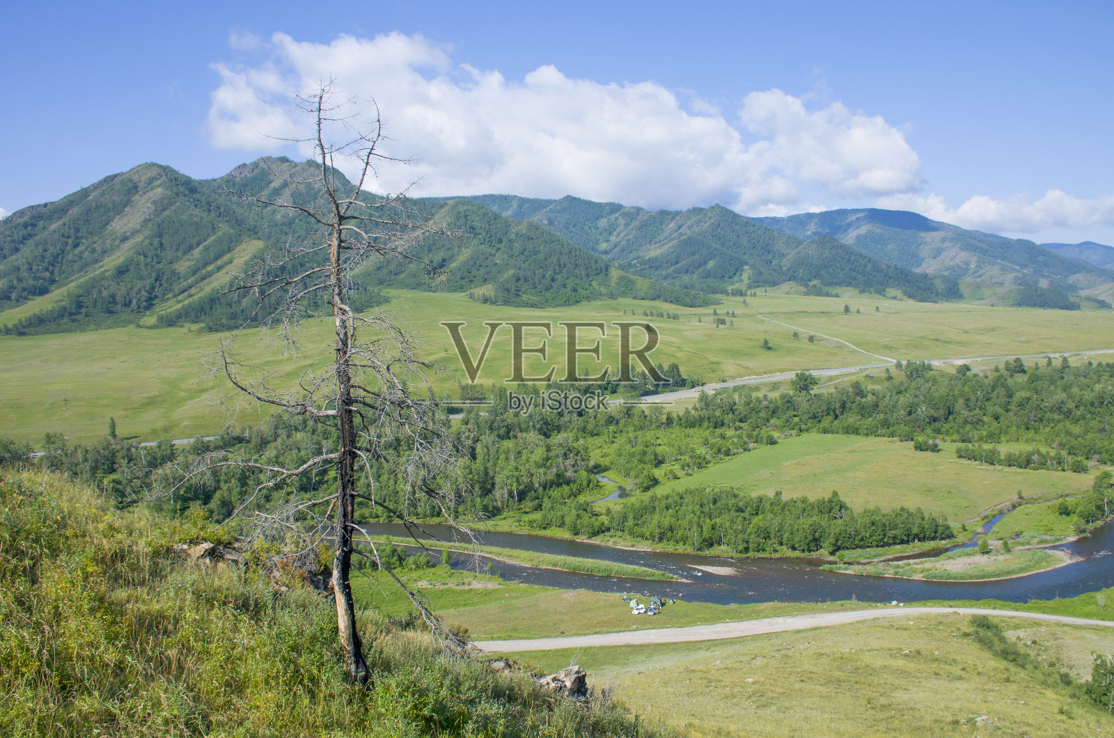风景夏季在俄罗斯阿尔泰山脉的顶视图照片摄影图片