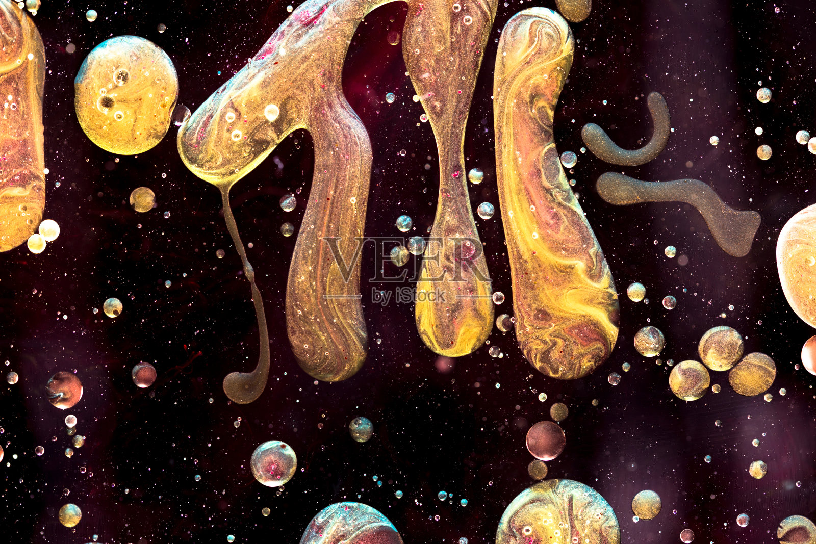 彩色液态水抽象背景。微距摄影照片摄影图片