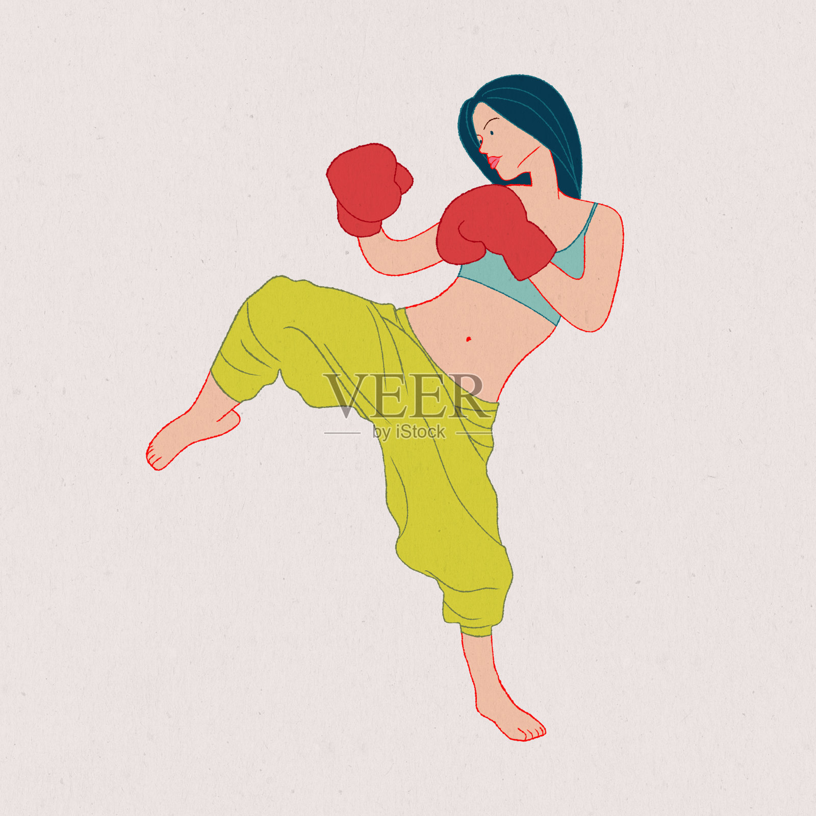 拳击让女人健康插画图片素材