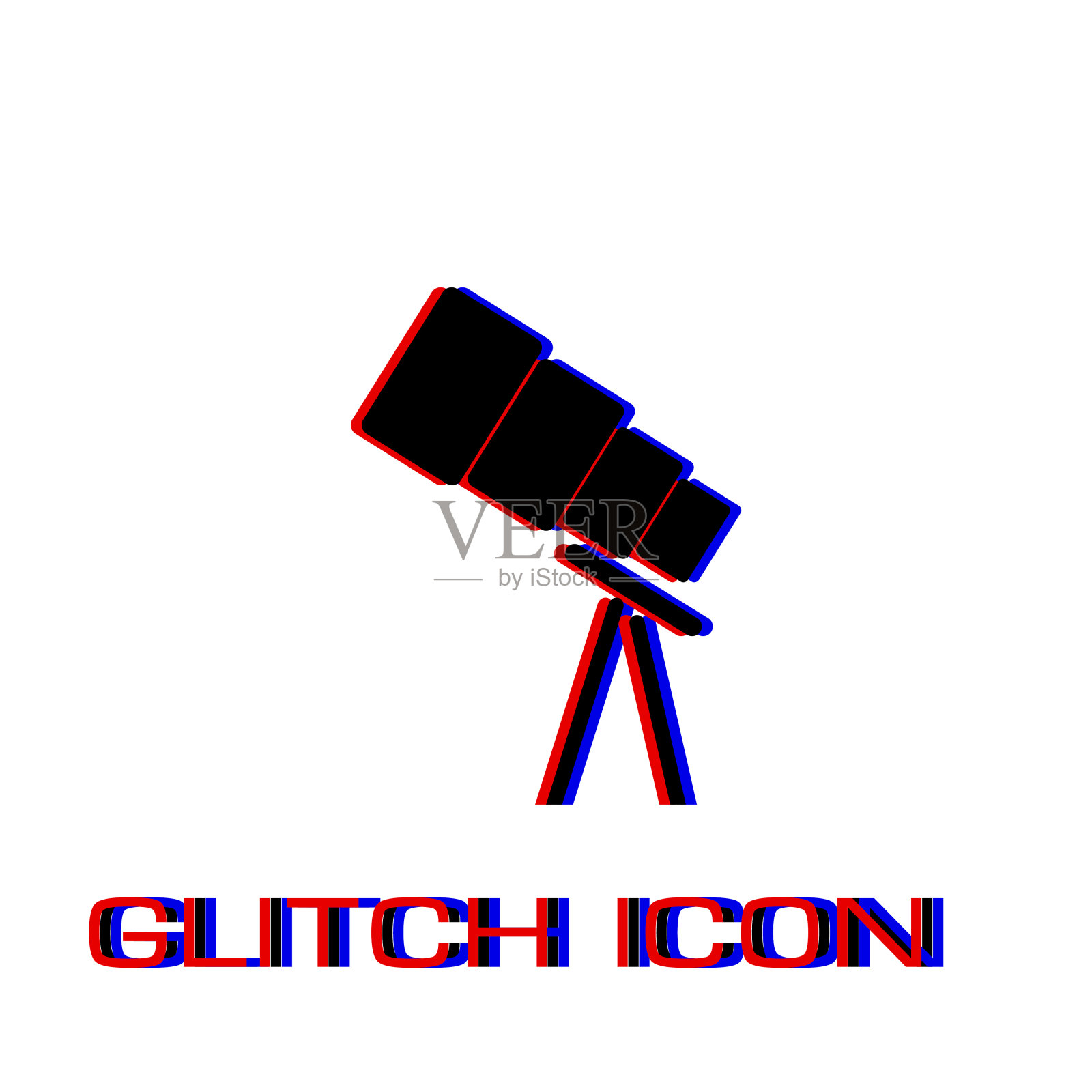 望远镜图标平坦。插画图片素材