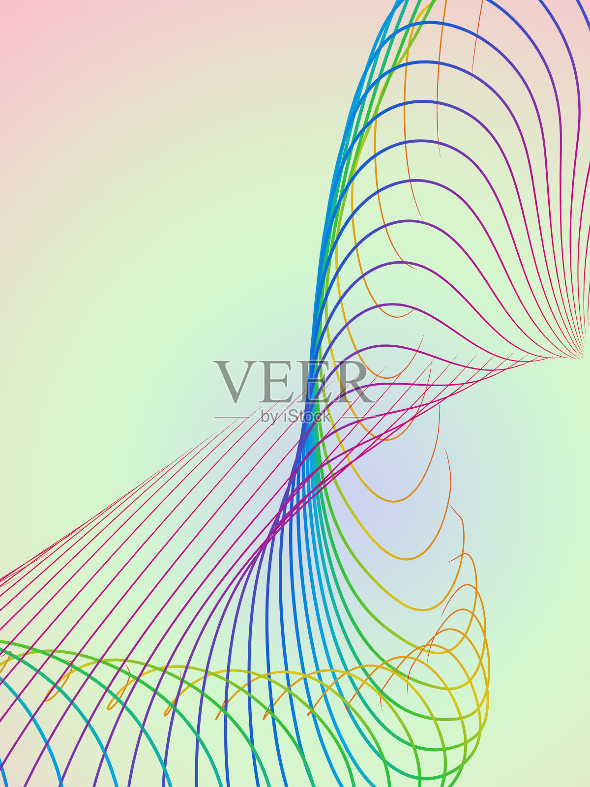 光谱颜色抽象背景与原始的弯曲形状在一个平滑的梯度背景插画图片素材