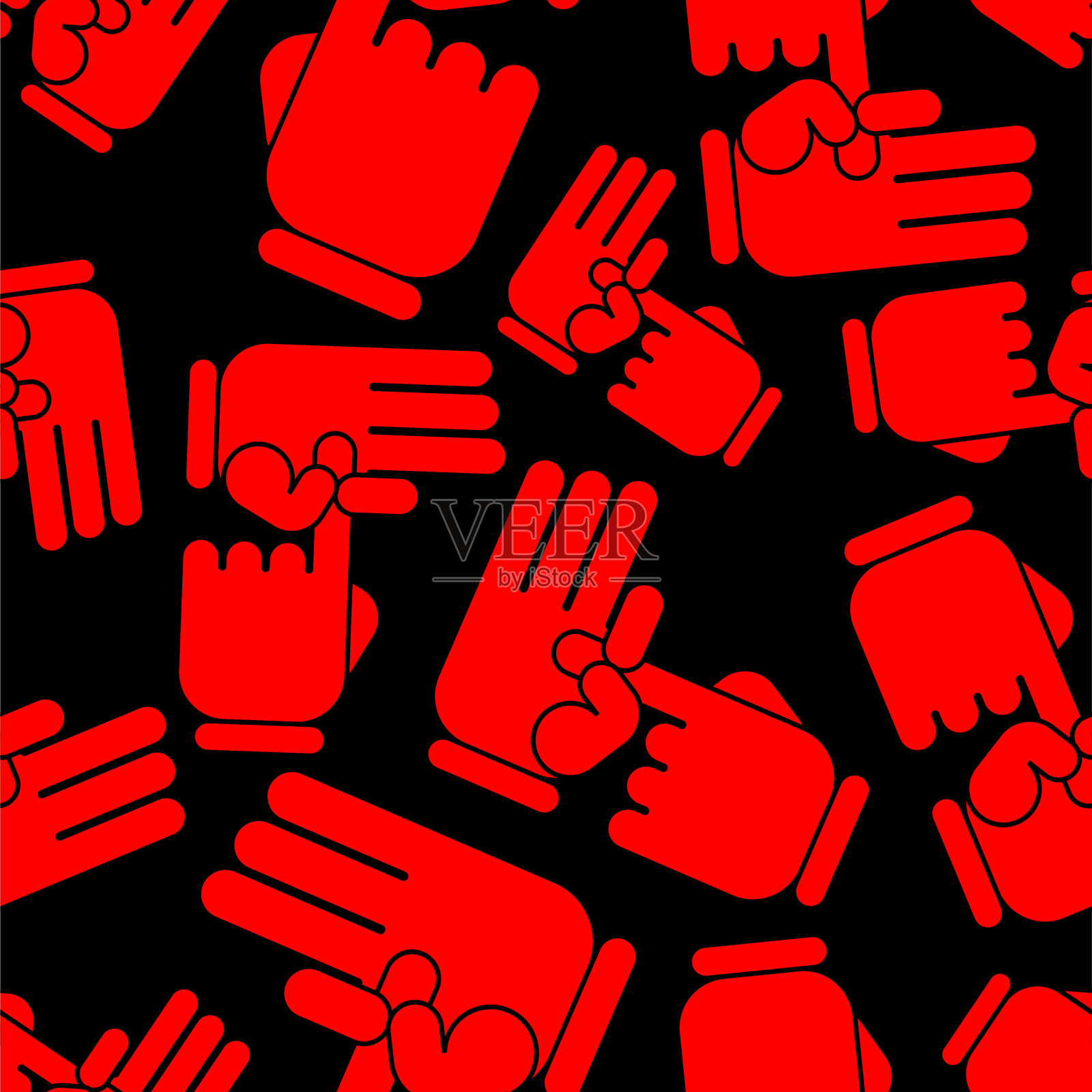 性手势模式无缝衔接。俚语的手指背景。矢量图插画图片素材