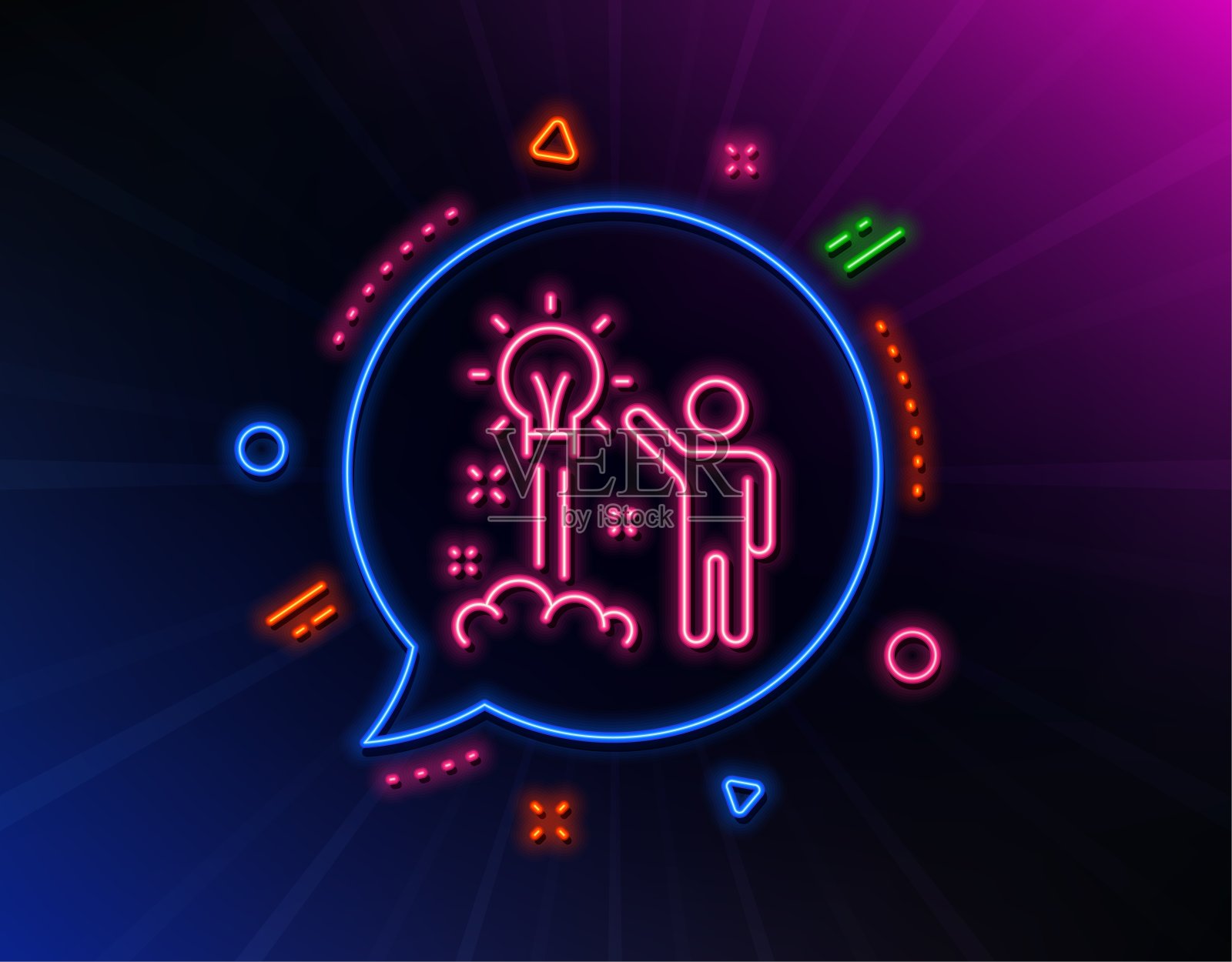 创意理念线图标。人体启动启动标志。向量插画图片素材