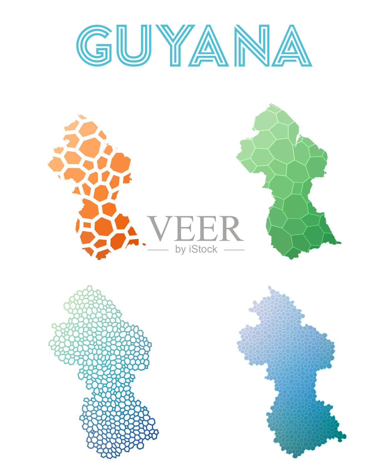 圭亚那多边形地图。插画图片素材