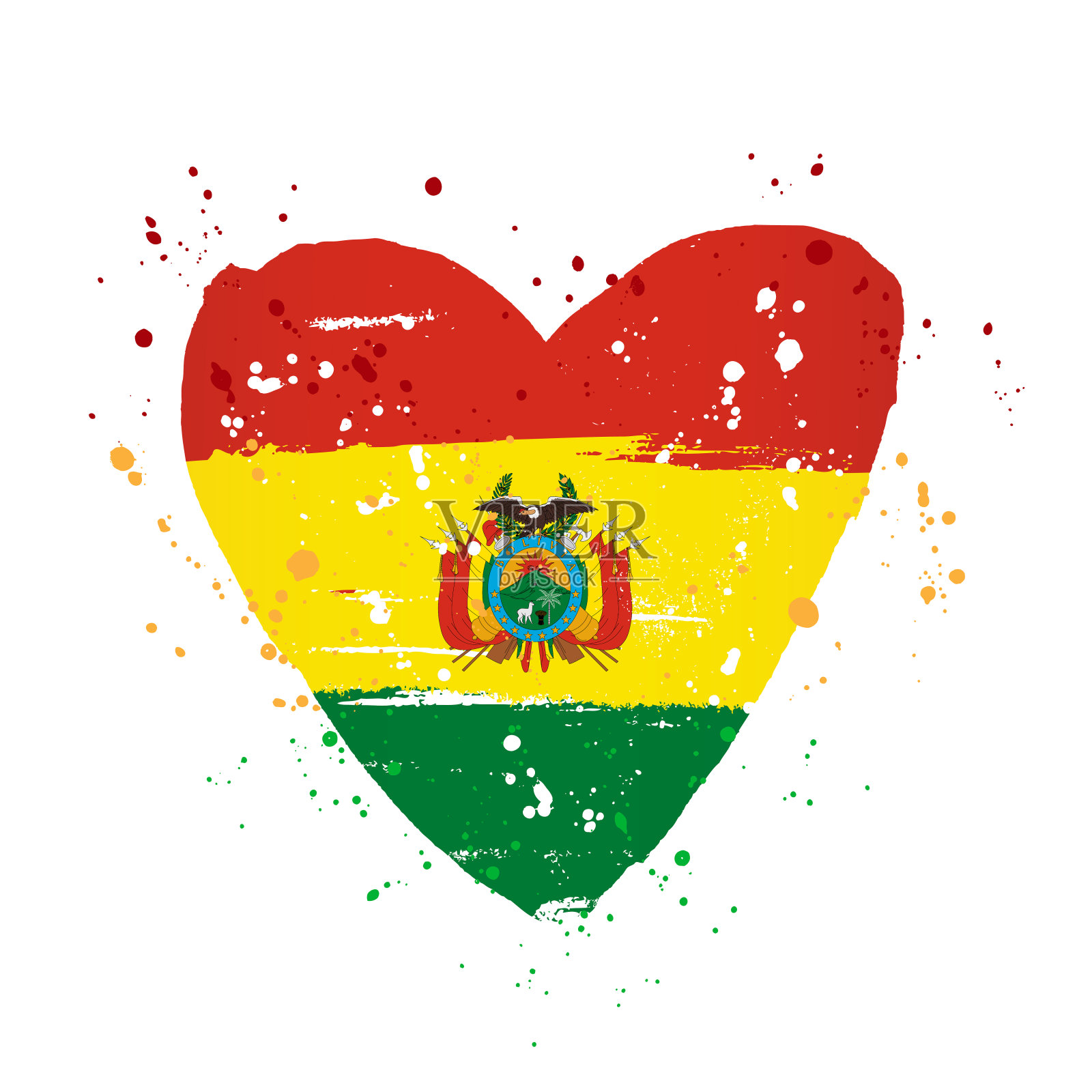 玻利维亚国旗呈大心形。插画图片素材
