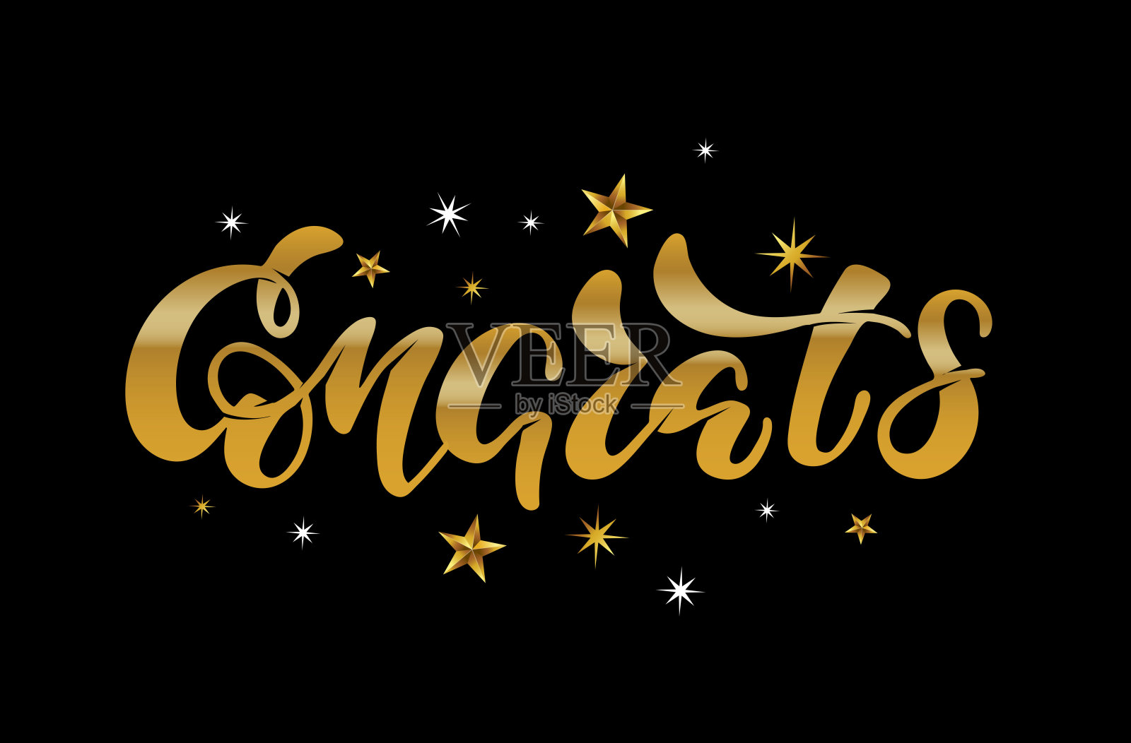 手绘“祝贺”字母排印。画的艺术符号。动机性文本。用于标识，徽章，图标，卡片，明信片，标志，横幅，标签。庆祝矢量插图上的纹理背景。插画图片素材