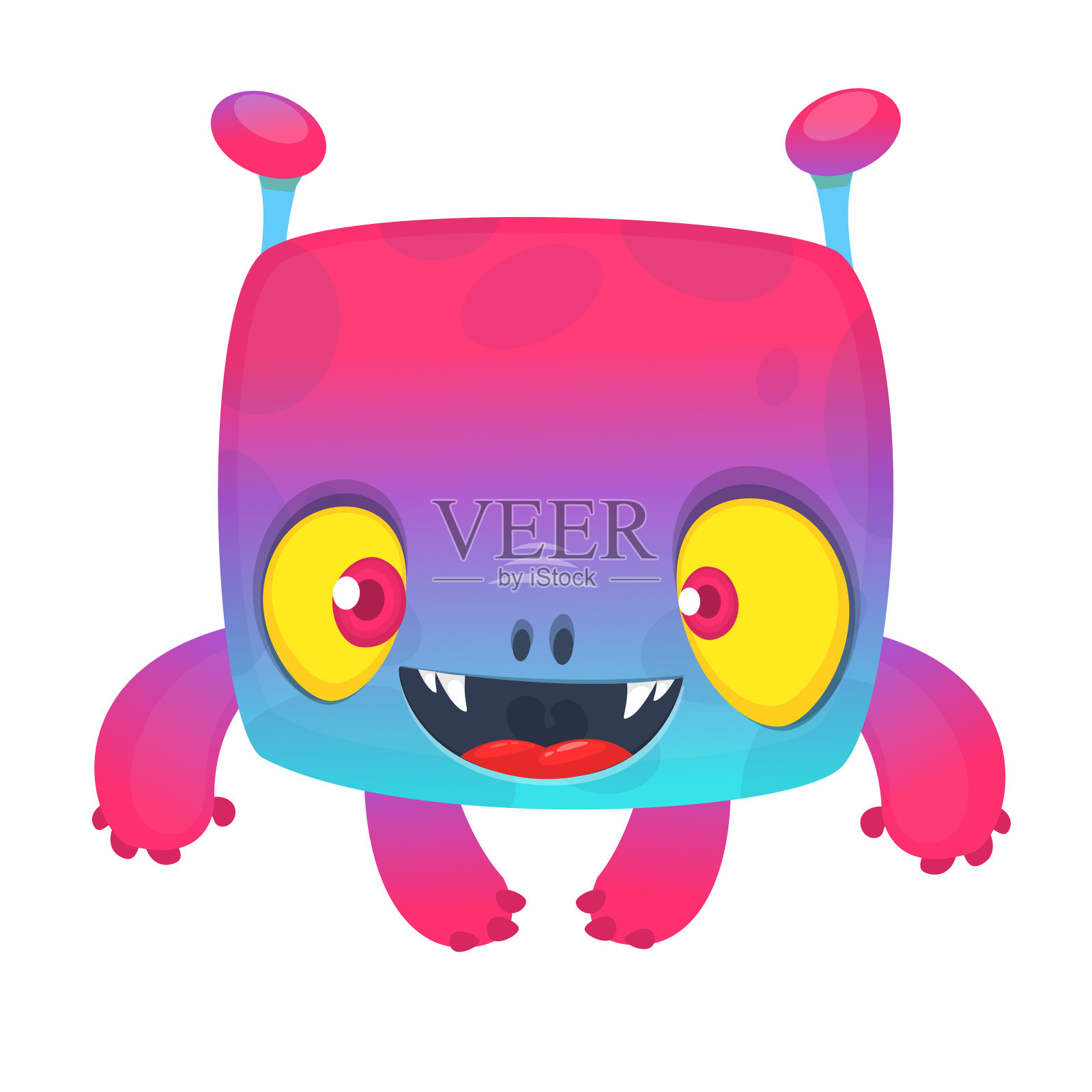 快乐怪物卡通。矢量图插画图片素材