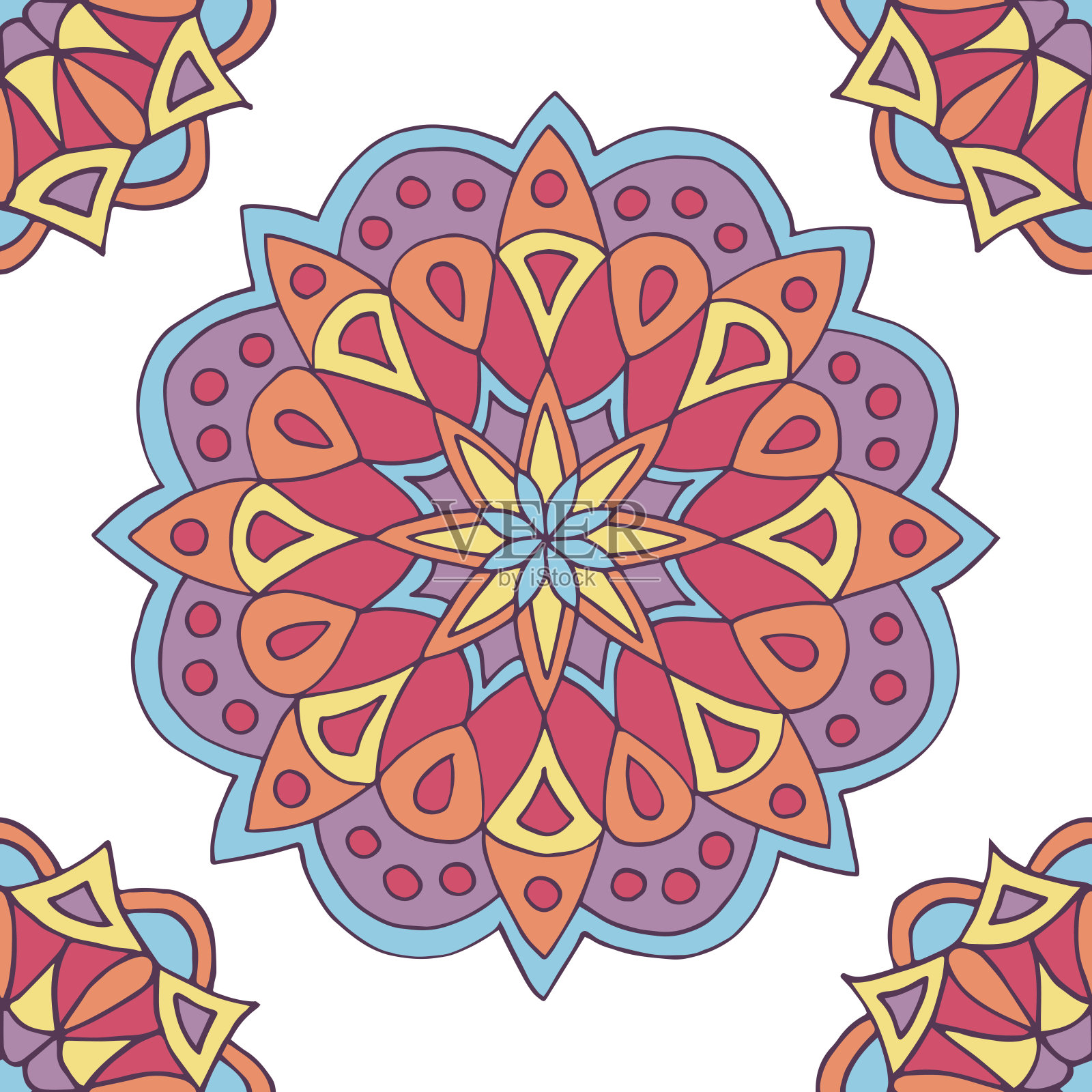 抽象无缝曼陀罗图案插画图片素材