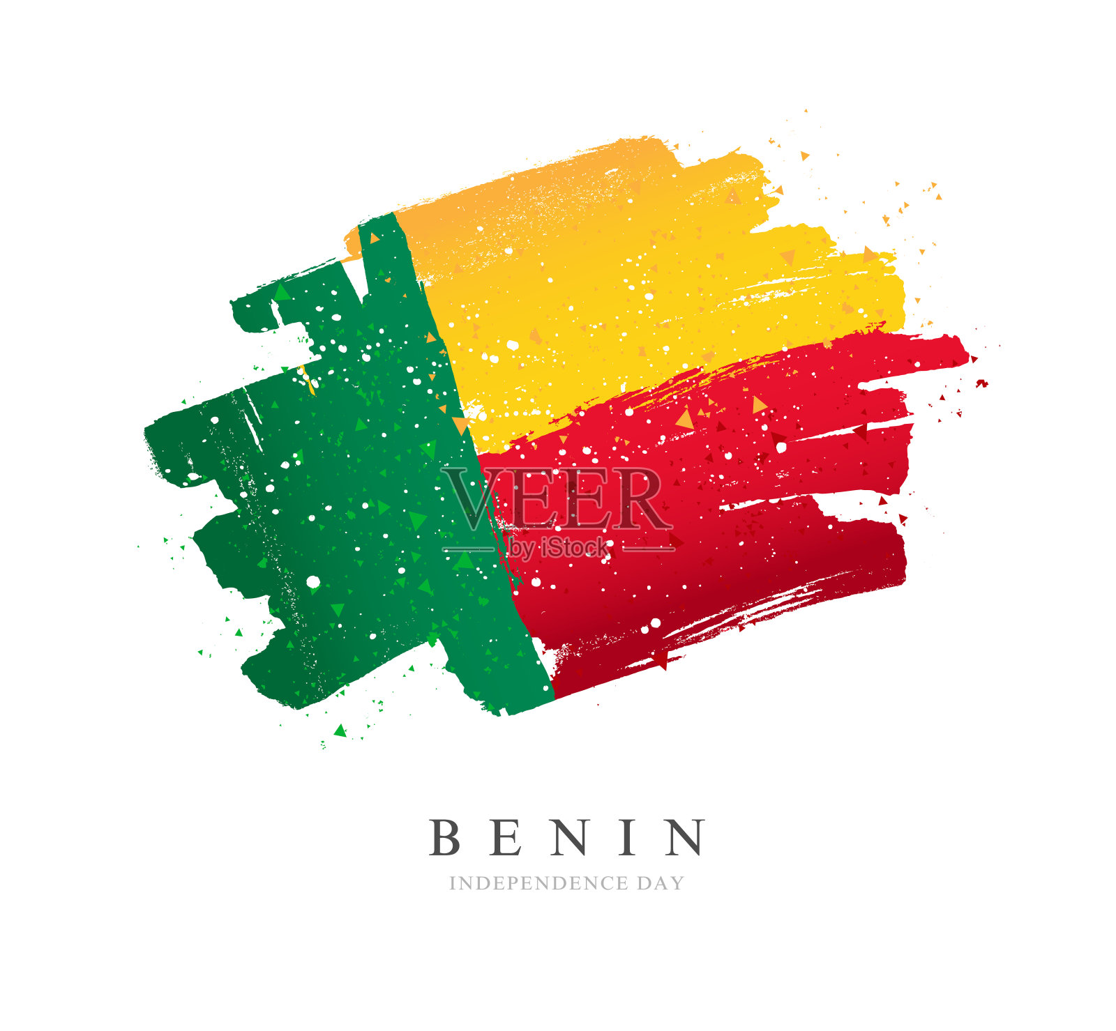 贝宁的旗帜。矢量插图上的白色背景插画图片素材