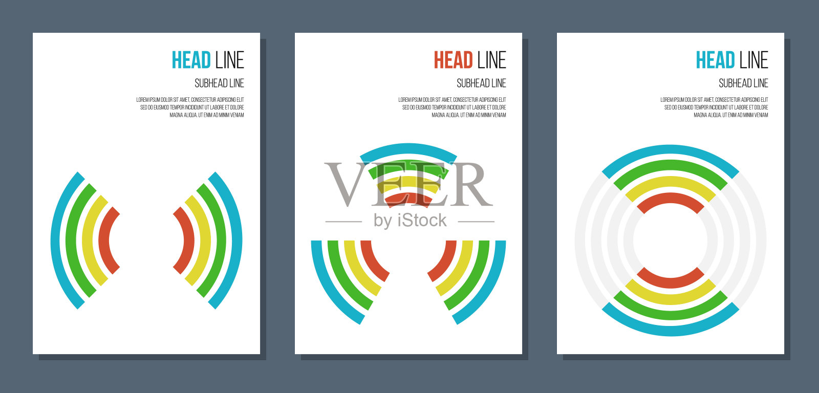 电信或电力行业封面集彩色圆线，矢量插图设计模板素材