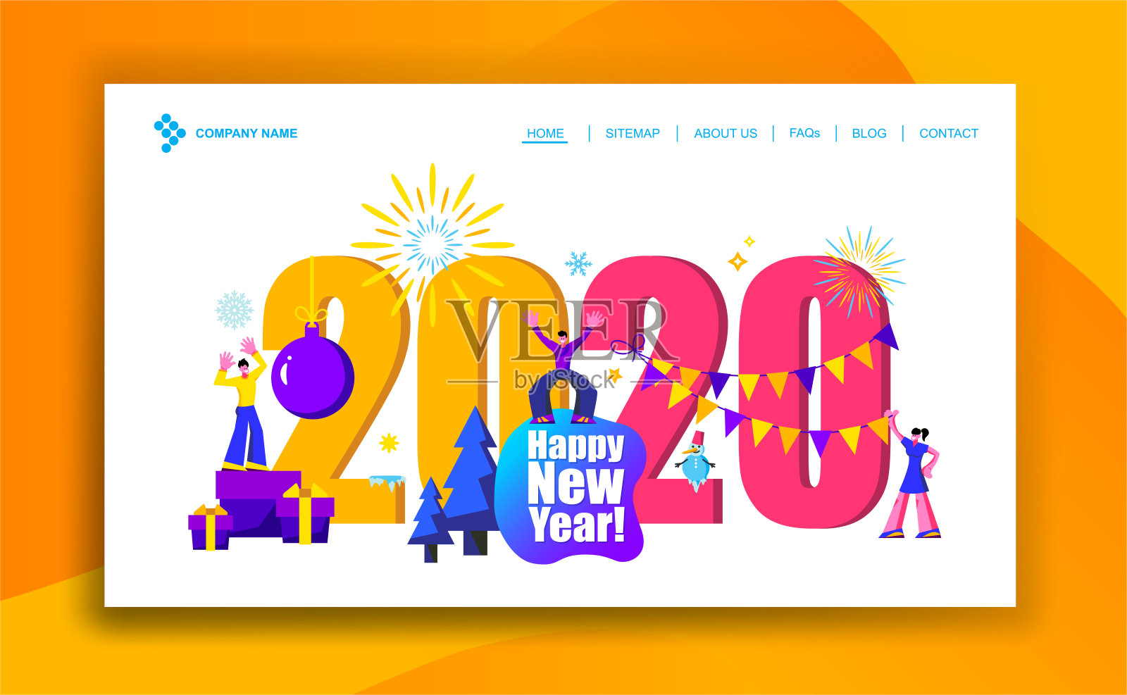 2020新年快乐着陆页或banner模板设计模板素材