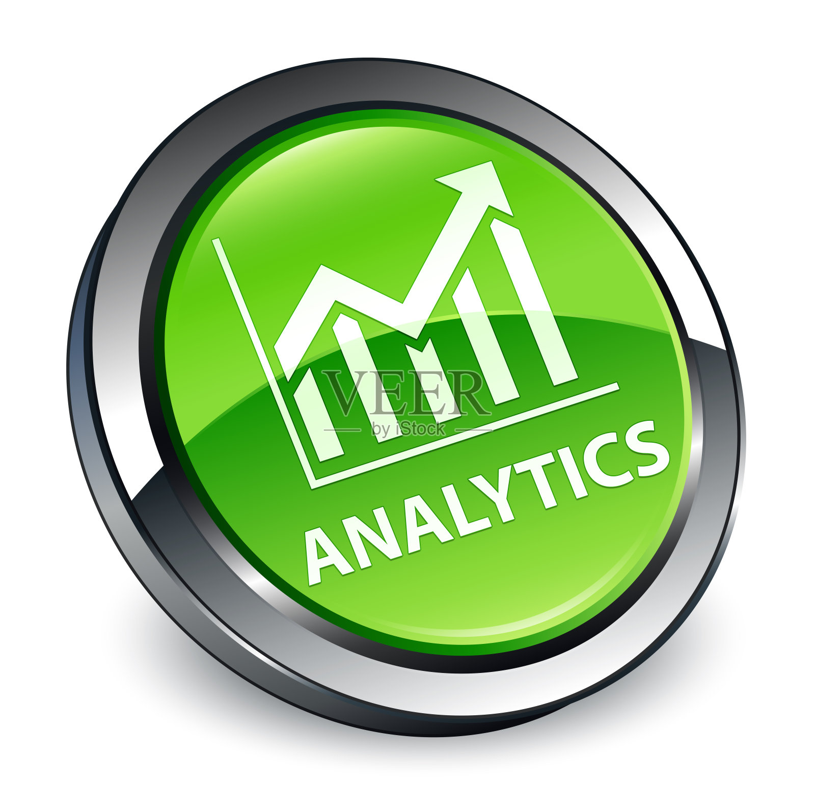 分析(统计图标)3d绿色圆形按钮插画图片素材