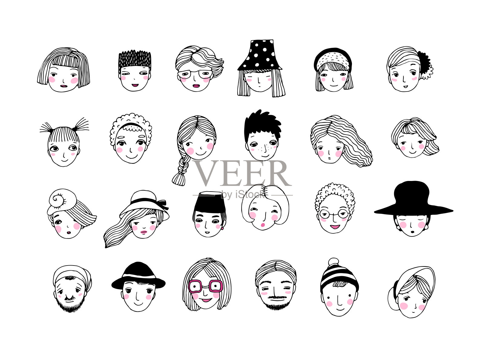 图案与图形面。矢量插图。人物图标组插画图片素材