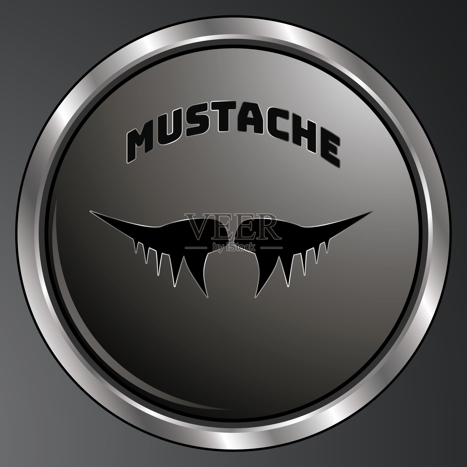 时尚的胡子创意平面复古设计。位于惊人的按钮。非常适合品牌，标志，理发店，背景或创意设计。独特的设置在矢量插图与爱。设计元素图片