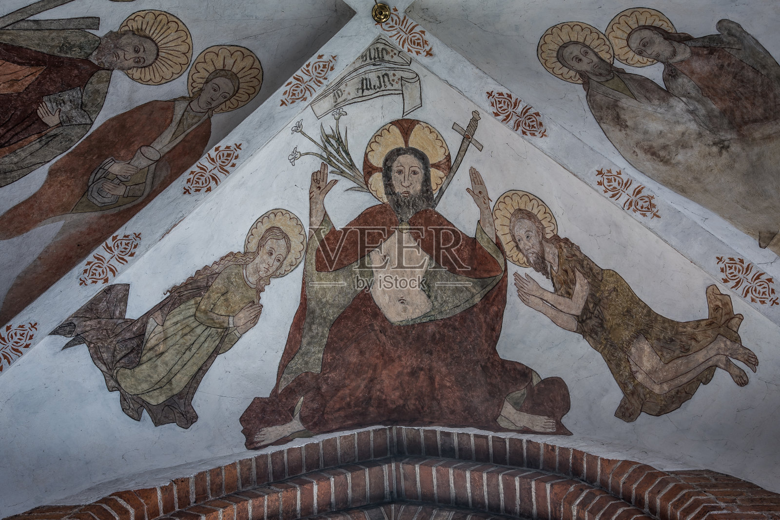 公元1500年审判日的基督壁画照片摄影图片