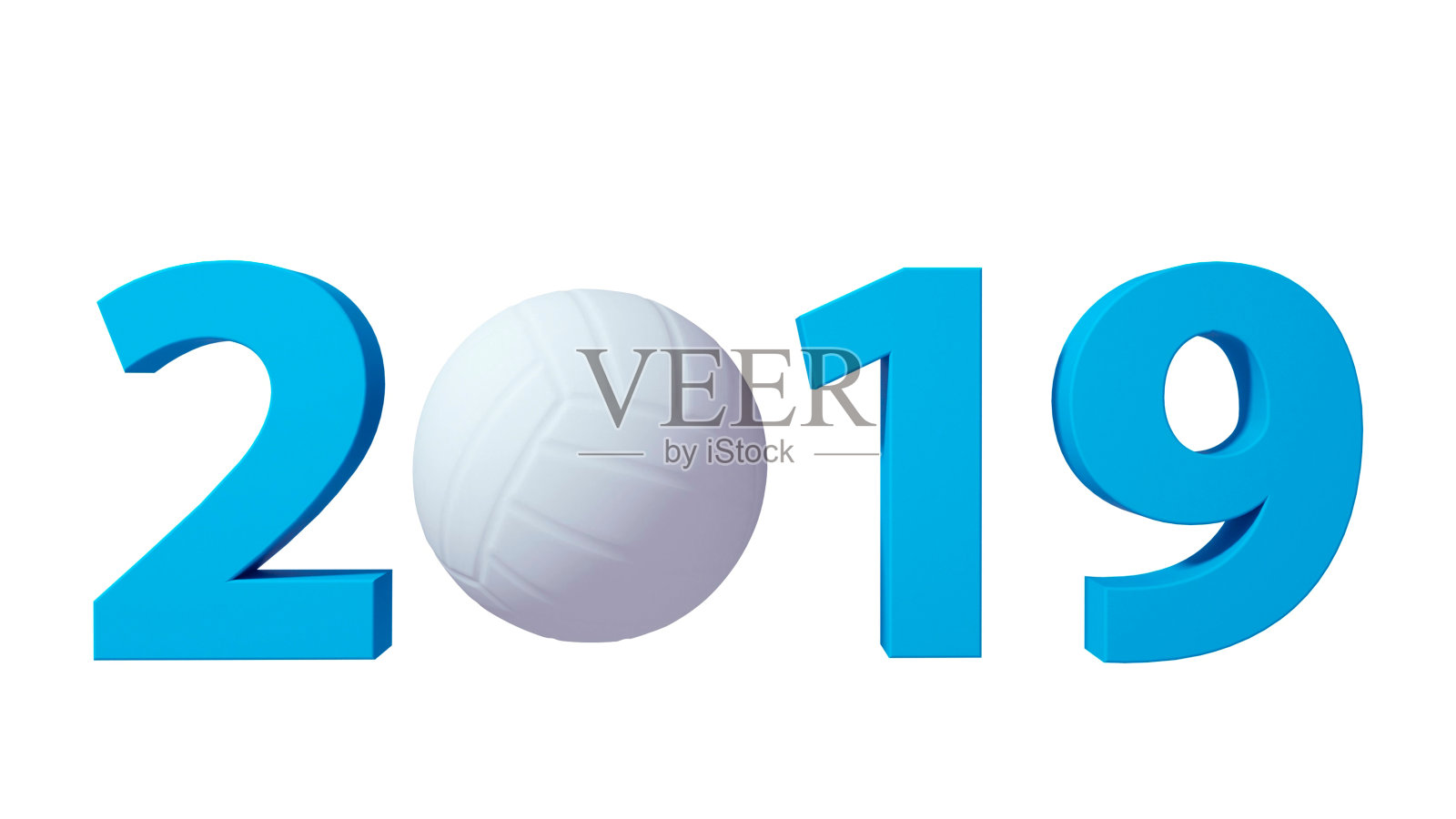 排球2019设计背景上的白色背景。3d插图照片摄影图片