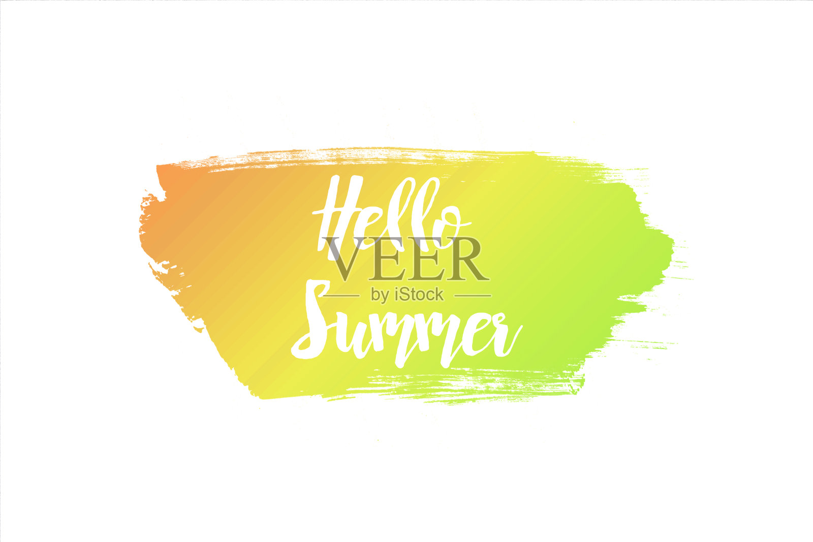 水彩背景上的英文“你好夏天”。照片摄影图片