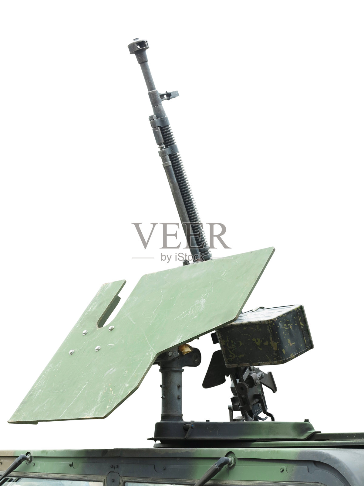 俄罗斯老式绿色防空机枪孤立在白色背景上照片摄影图片