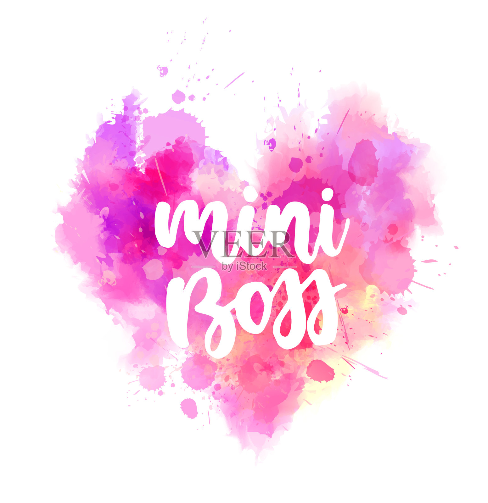 小老板手写的水彩心字插画图片素材