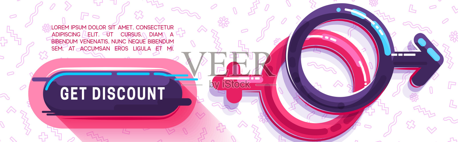 矢量设计的横幅背景，女性和男性的性别象征插画图片素材