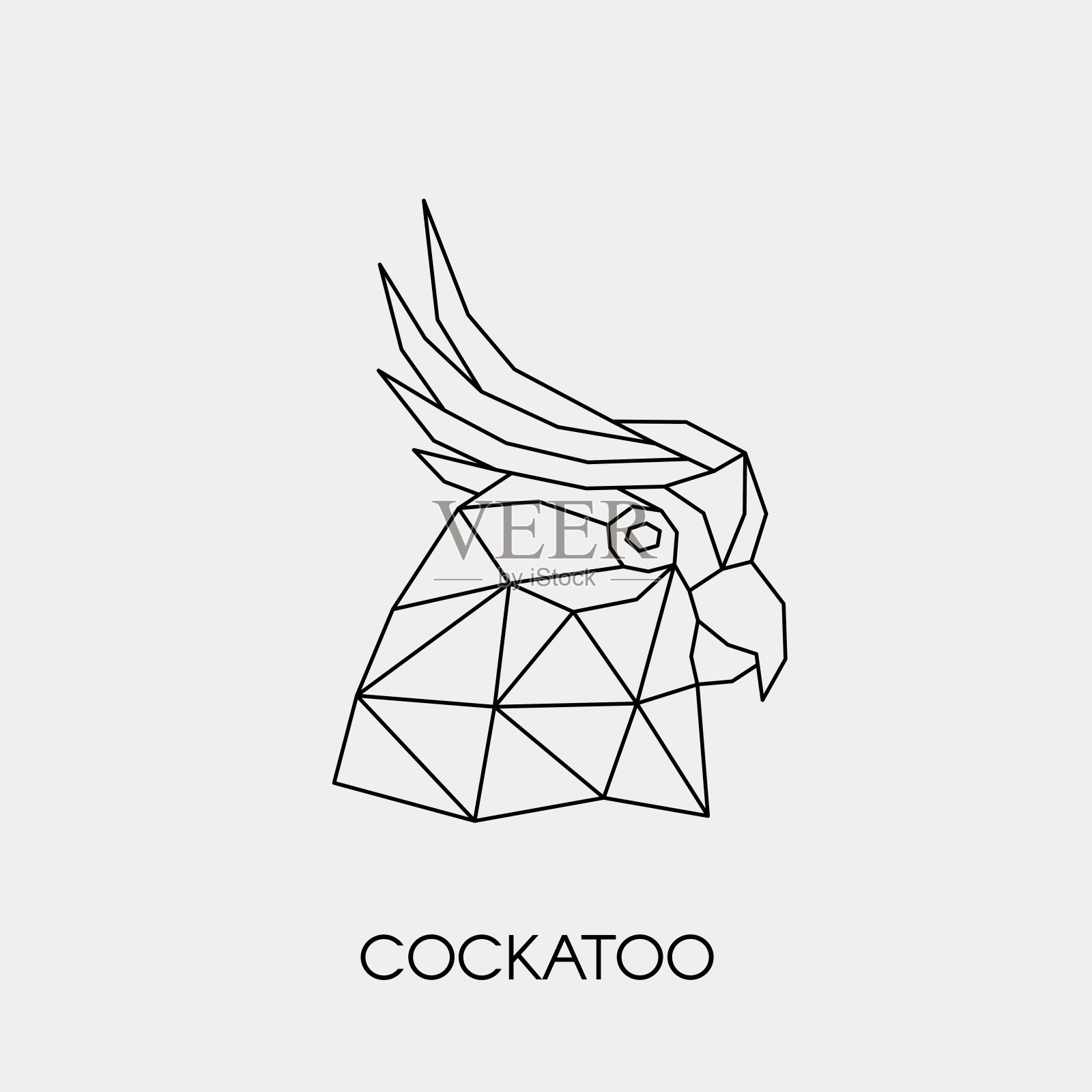 几何线性风头鹦鹉。多边形头动物。矢量插图。设计元素图片