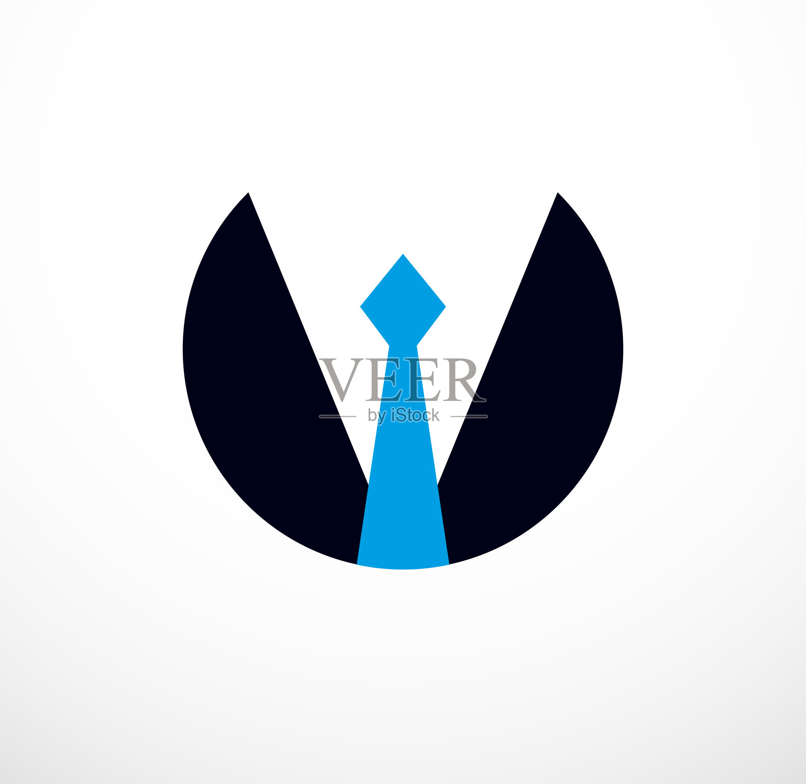 领带和西装在圆形的商人概念矢量图标，商人男人或公司。插画图片素材