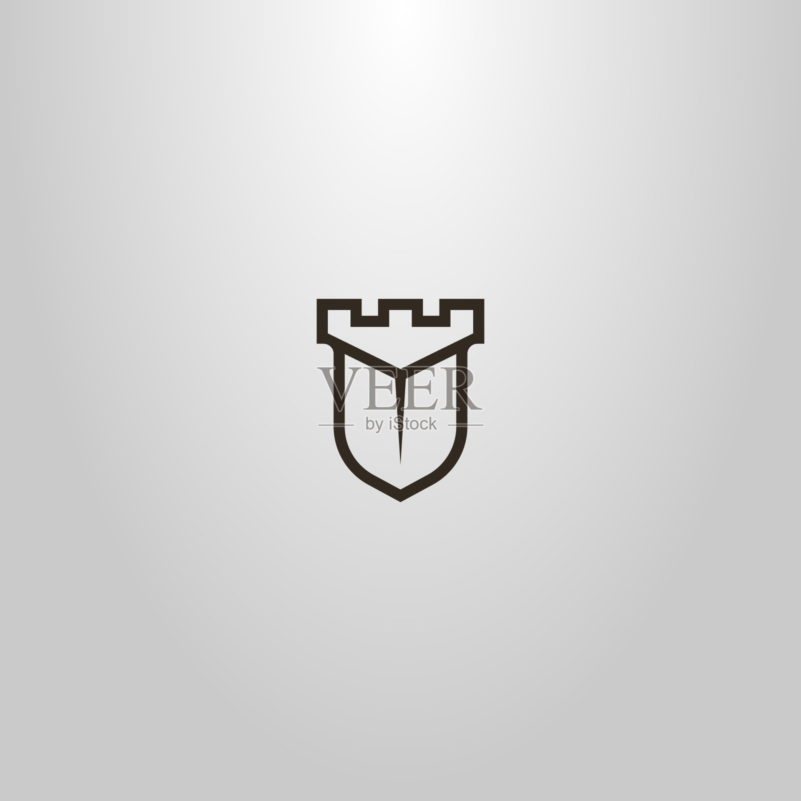 简单的矢量线艺术标志盾形塔插画图片素材