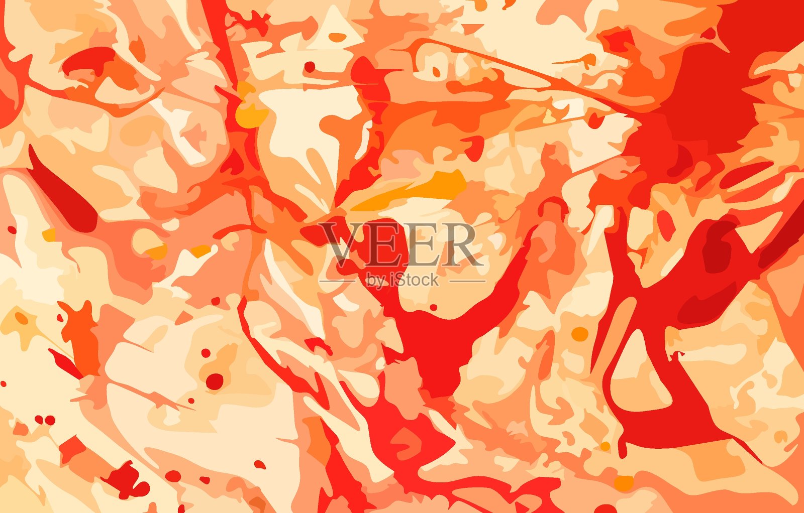 矢量图采用了Ebru和Suminagashi的风格。迷幻，抽象的背景在黄红色调，大理石图案。插画图片素材