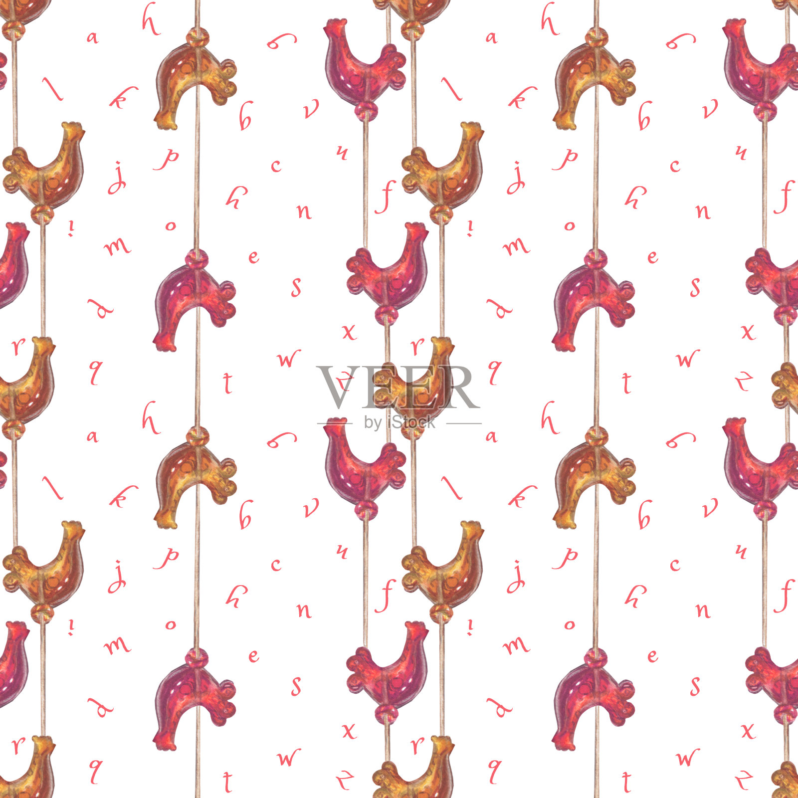 无缝图案与彩色棒棒糖棒插画图片素材