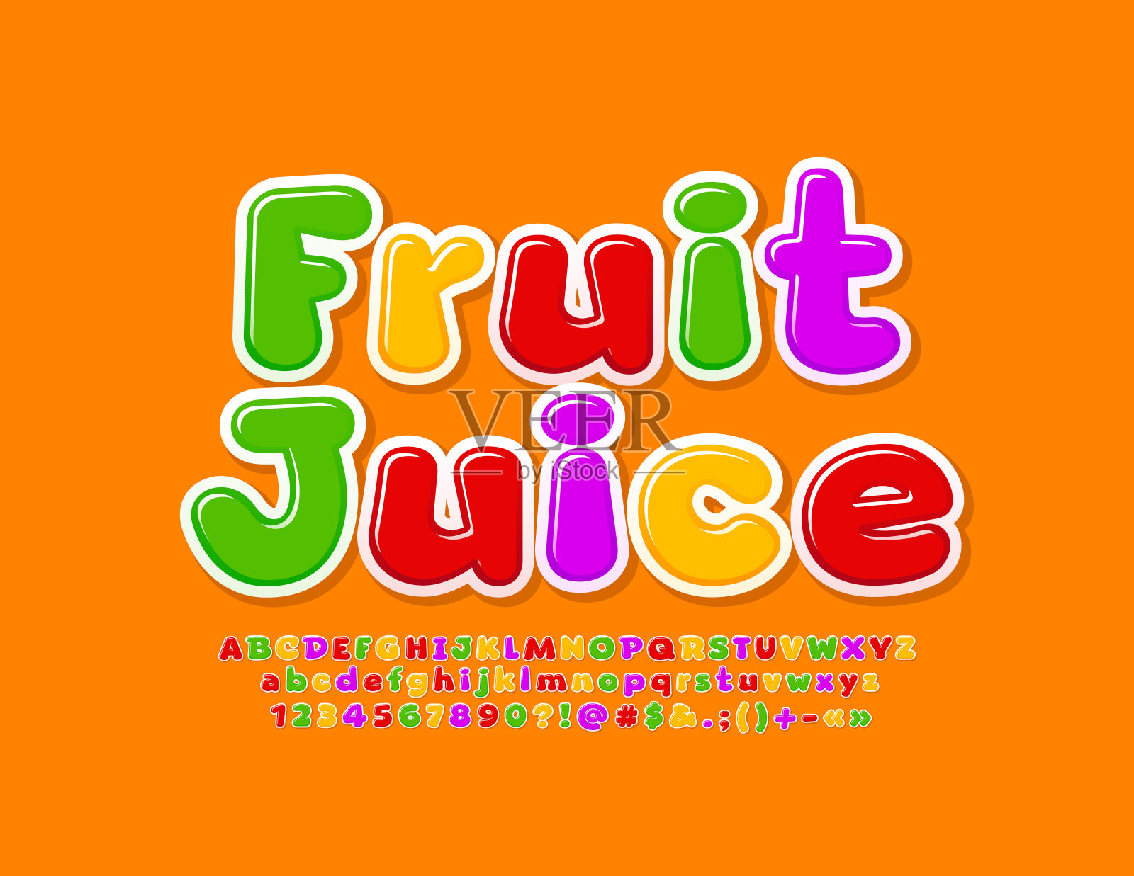矢量彩色标志果汁。创意字母，数字和符号设计元素图片