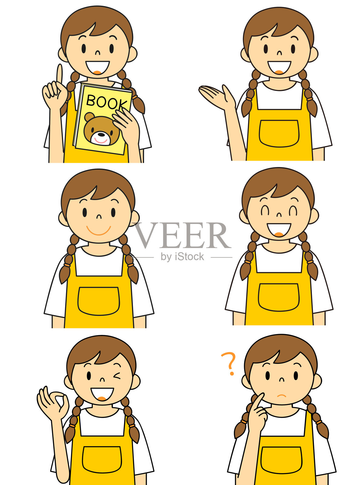 妇女的围裙手势插图集插画图片素材