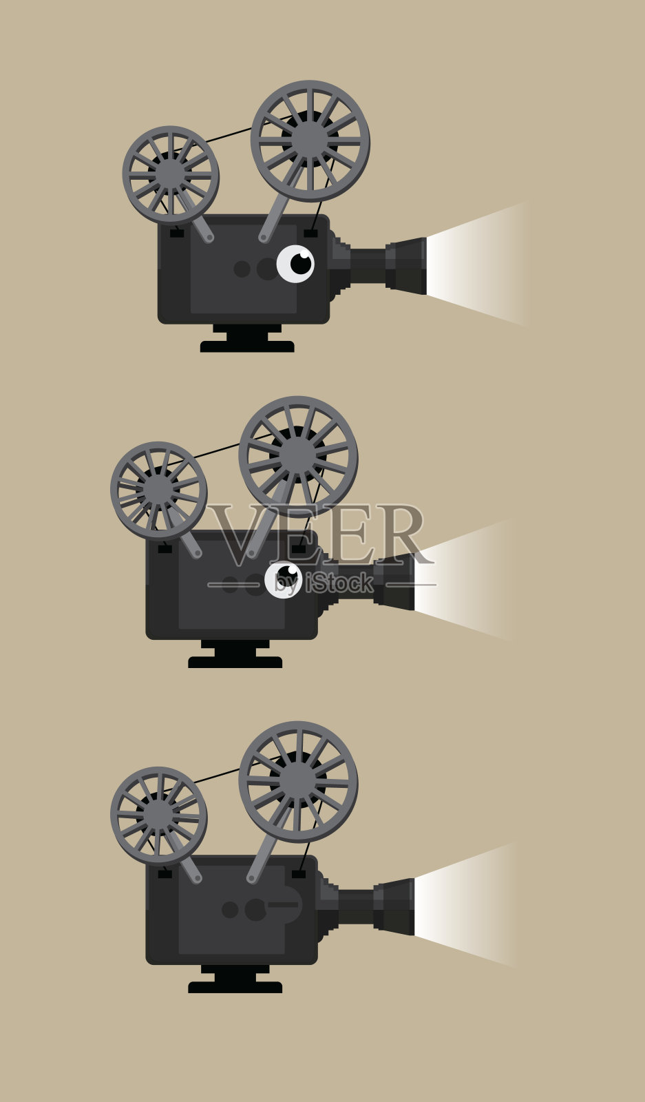 复古电影放映机卡通动画矢量插图插画图片素材